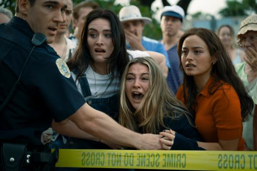  (L nach R) Sarah Pidgeon, Madelyn Cline und Chase Sui Wonders in Sony Pictures' ICH WEISS, WAS DU LETZTEN SOMMER GETAN HAST © 2024 CTMG, Inc. All Rights Reserved.