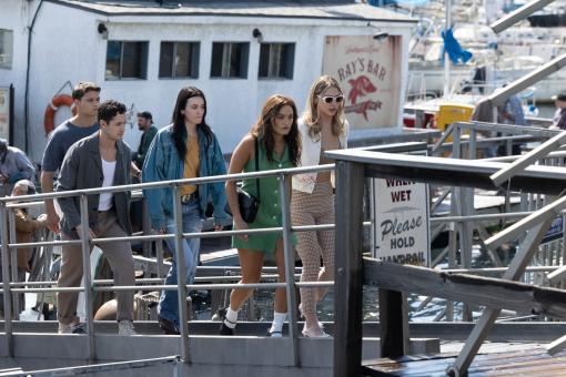  (L nach R) Tariq Withers, Jonah Hauer-King, Sarah Pidgeon, Chase Sui Wonders und Madelyn Cline in Sony Pictures' ICH WEISS, WAS DU LETZTEN SOMMER GETAN HAST © 2024 CTMG, Inc. All Rights Reserved
