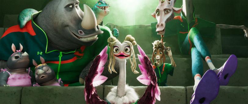 Archie mit seiner Tochter, Modo, Olivia, Will und Lenny in Sony Pictures' G.O.A.T. – BOCK AUF GROSSE SPRÜNGE. © 2025 CTMG, Inc. All Rights Reserved.